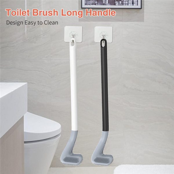 Long Handle Silicone Toilet Brush / Golf Style Flexible Rubber Toilet Brush (random color)