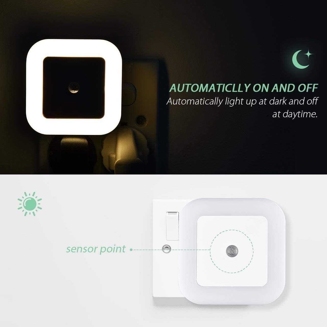 Light Sensor Led Night Light / Night Lamp With Automatic Sensor / Ideal For Decor (white Light)