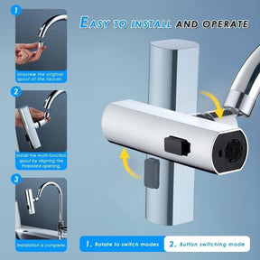 Multifunctional Kitchen Sink Waterfall Faucet Shower, 3 Water Flow Effect Modes, Bathroom Basin Tap