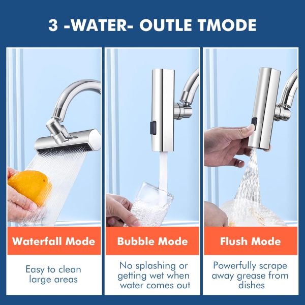 Multifunctional Kitchen Sink Waterfall Faucet Shower, 3 Water Flow Effect Modes, Bathroom Basin Tap