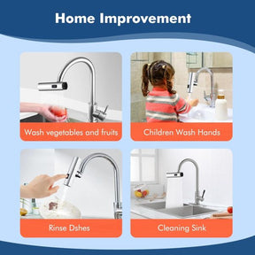 Multifunctional Kitchen Sink Waterfall Faucet Shower, 3 Water Flow Effect Modes, Bathroom Basin Tap