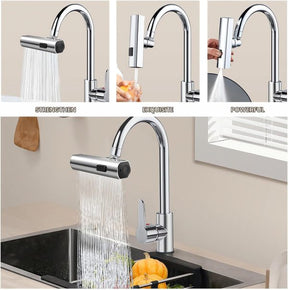 Multifunctional Kitchen Sink Waterfall Faucet Shower, 3 Water Flow Effect Modes, Bathroom Basin Tap