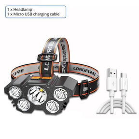 5 Led Headlamp Rechargeable Powerful Head Lamp With Built-in Battery / Outdoor Camping Headlight