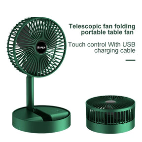 Rechargeable – Portable Telescopic Folding Fan / 3 Speeds Adjustable Height Fan (random Color)