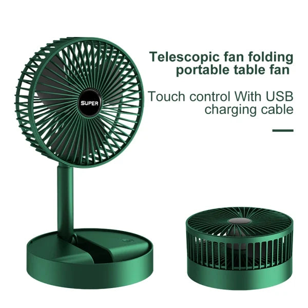 Rechargeable – Portable Telescopic Folding Fan / 3 Speeds Adjustable Height Fan (random Color)