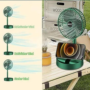 Rechargeable – Portable Telescopic Folding Fan / 3 Speeds Adjustable Height Fan (random Color)