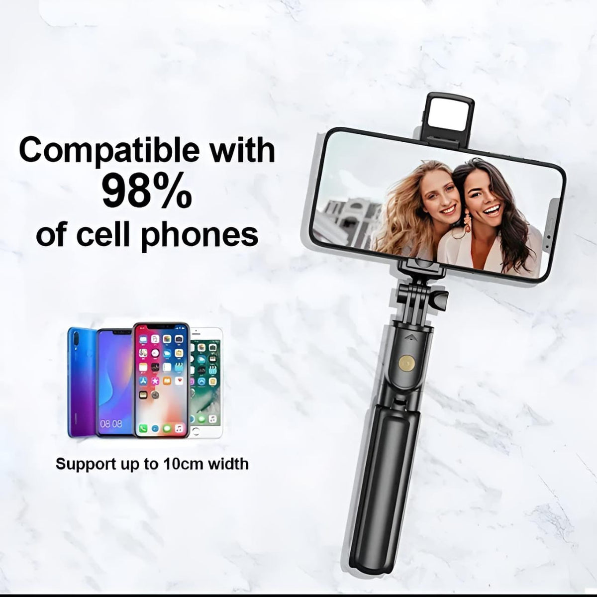 R1s Selfie Stick With Tripod | Bluetooth Foldable Selfie Rod For Phone