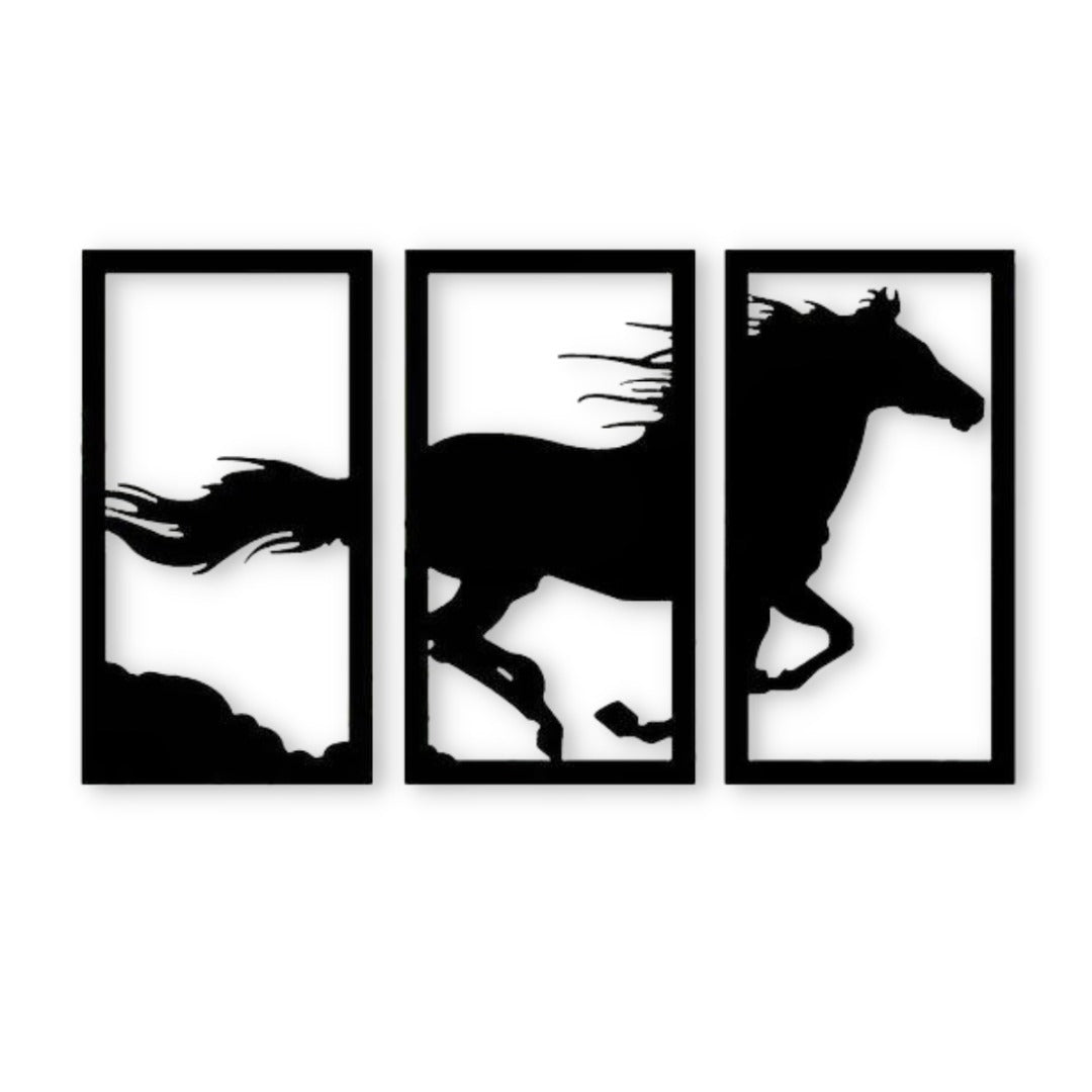 Three Penel Horse Frame | Modern decoration design