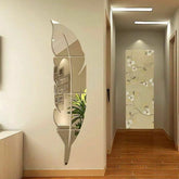 Leaf Mirror Home Wall Art ( Silver colour )