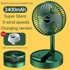 Rechargeable – Portable Telescopic Folding Fan / 3 Speeds Adjustable Height Fan (random Color)