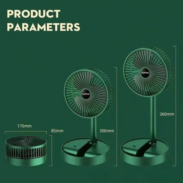 Rechargeable – Portable Telescopic Folding Fan / 3 Speeds Adjustable Height Fan (random Color)