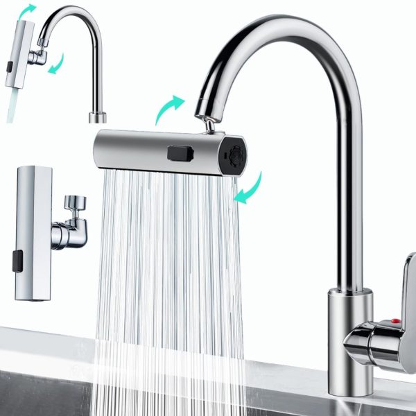 Multifunctional Kitchen Sink Waterfall Faucet Shower, 3 Water Flow Effect Modes, Bathroom Basin Tap