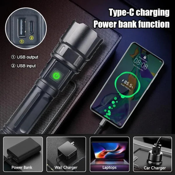 Super Powerful 2-in-1 Emergency Flashlight & Charging Bank / Waterproof Led