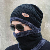 Winter Cap And Neck Elastic Knitting Thick Fleece / Hat & Neck Scarf Set 2 Piece(random Colors)