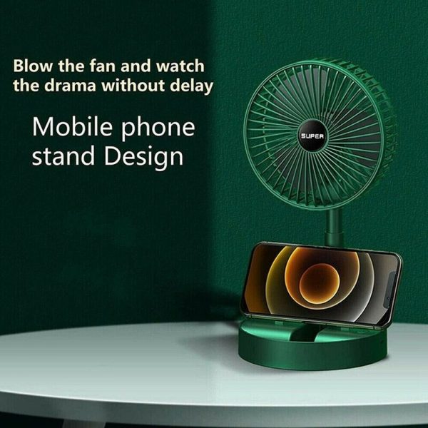 Rechargeable – Portable Telescopic Folding Fan / 3 Speeds Adjustable Height Fan (random Color)